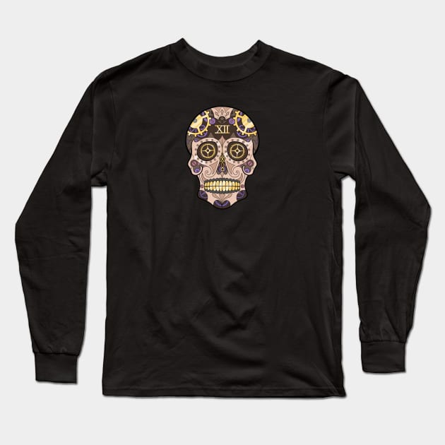 Clockwork Sugar Skull (Pastel) Long Sleeve T-Shirt by AshTulio